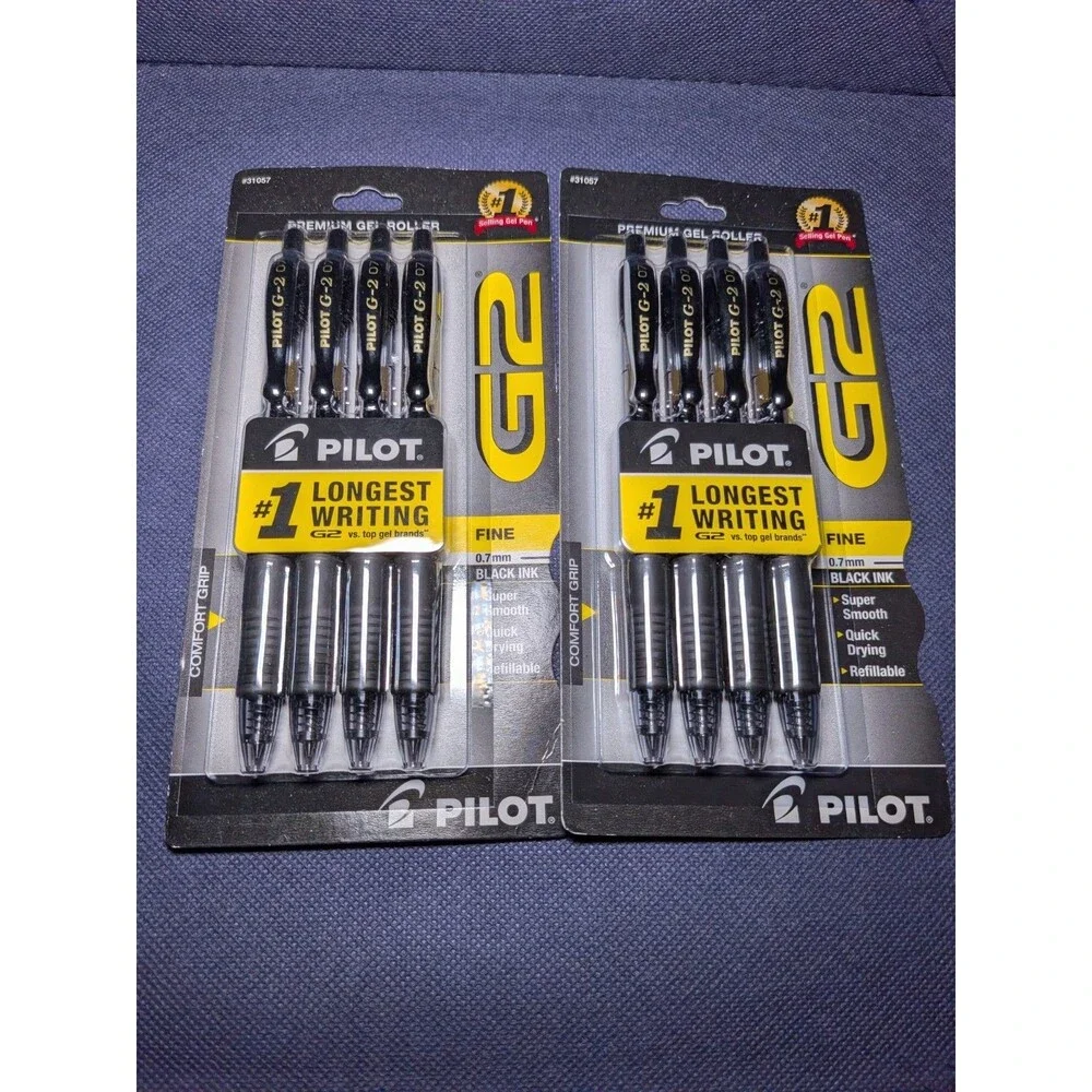 PILOT G2 Retractable Rolling Ball Gel Pens 4-Count Black Ink Set of 2